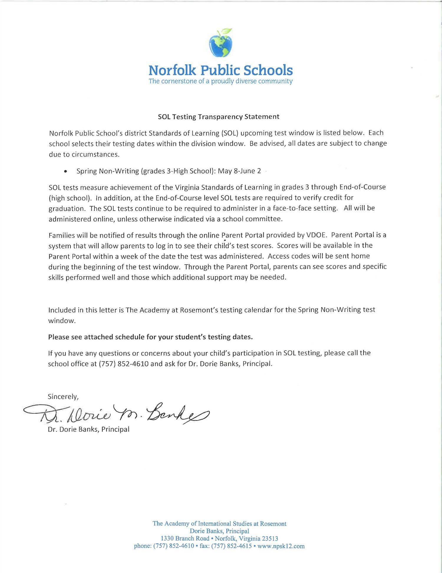  SOL Spring Transparency Letter